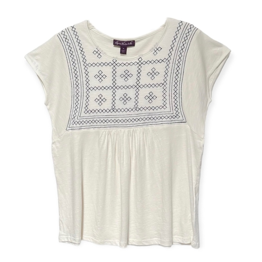 Gloria Vanderbilt Knit Embroidered Short Sleeve Top
